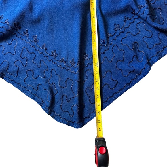 Jessica Taylor Womens  Blue Tie Up Embroidered Details Curved Hem Dress one size - Picture 10 of 10